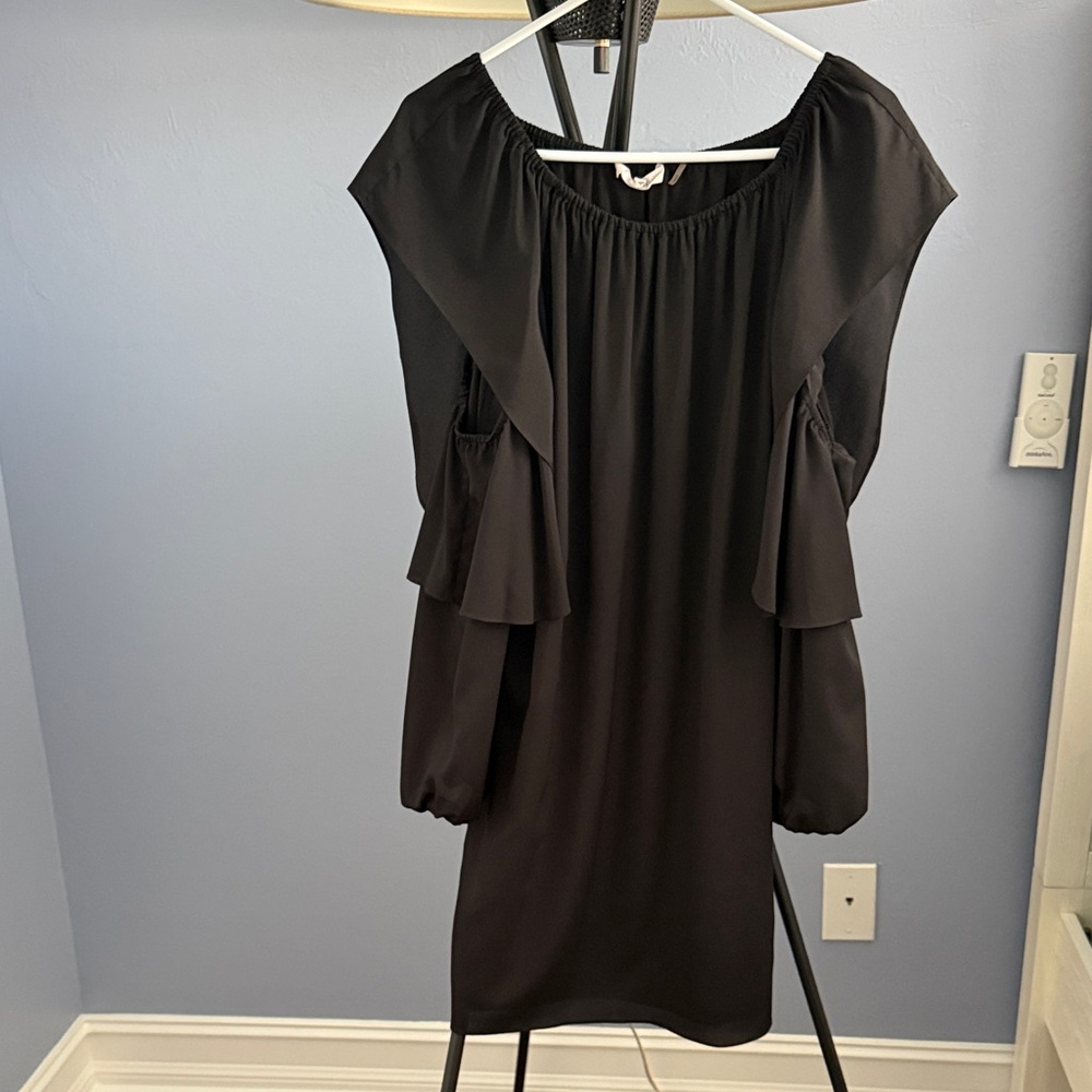 Elegant Black Long Cutout Sleeve Dress
